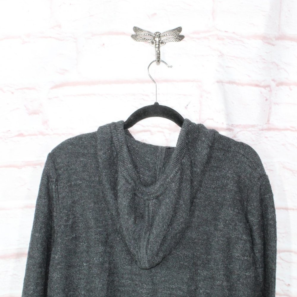 LL Bean Gray Organic Cotton Full Zip Hooded Knit Sweater Jacket Size XL - Picture 5 of 8